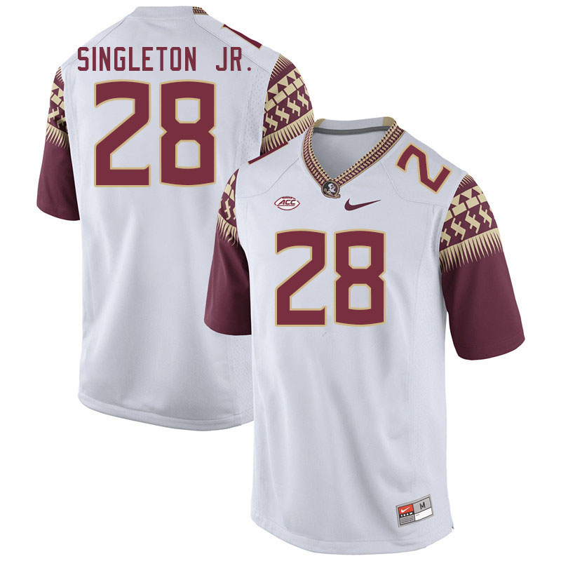 Men #28 Samuel Singleton Jr. Florida State Seminoles College Football Jerseys Stitched Sale-White